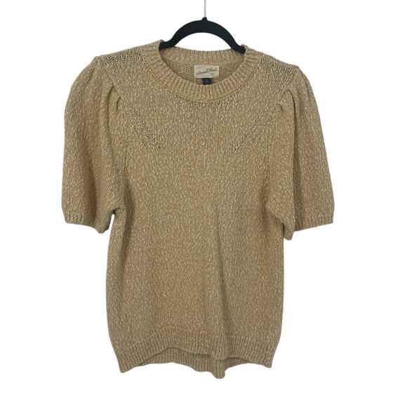 Universal Thread Women’s Tan Short Puff Sleeve Hi Low Knit Sweater Size Medium M - Picture 5 of 8